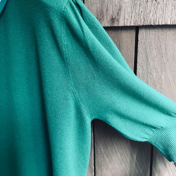 Bright Green Knitted Cardigan Short Sleeve Rhinestone Embroidery Sioni Milano - Picture 6 of 9